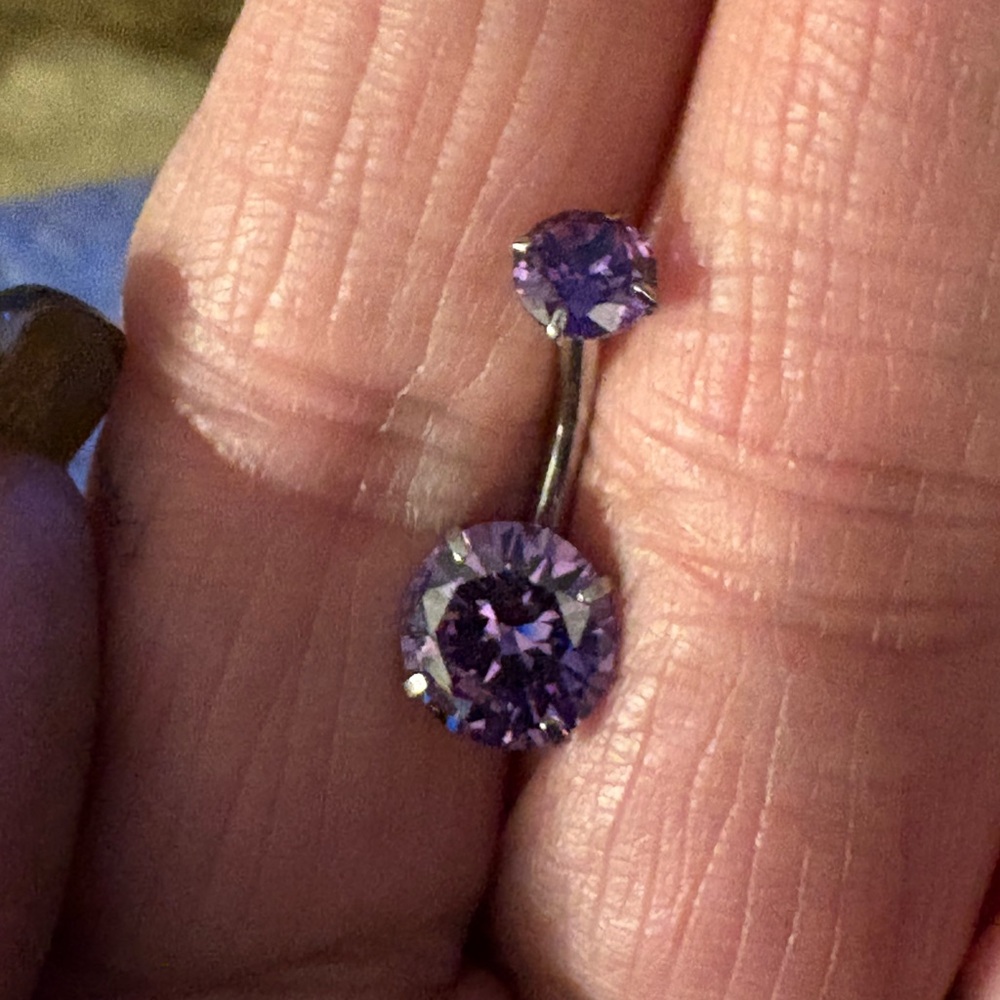 Belly Button Ring- Purple 14 G  Belly Button Navel Ring Stainless Steel nwt